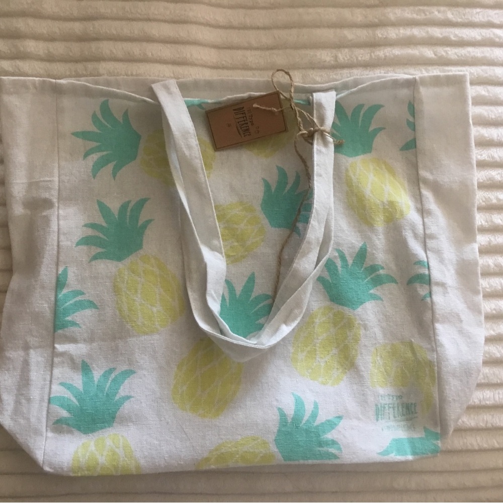 Pineapple Print Canvas Tote Bag